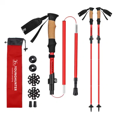 Alpenstock – bâton de randonnée pliable ultraléger et réglable en alliage d'aluminium, poteau de Trekking avec verrouillage par torsion