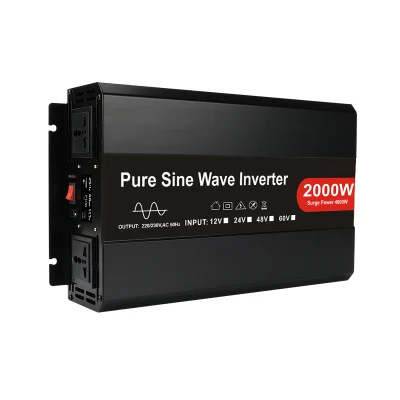Onduleur solaire à onde sinusoïdale Pure 2000W, 12V/24V/48V DC à AC 110V/220V/230V